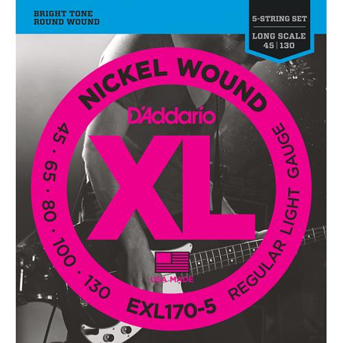 DADDARIO XL NICKEL WOUND Струны для 5-струнной бас-гитары, 45-130