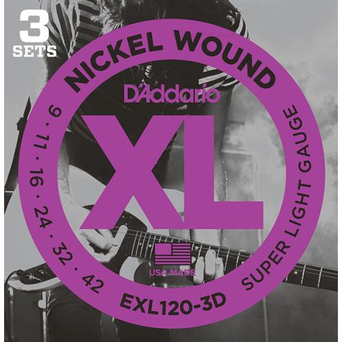 DADDARIO NICKEL WOUND EXL120-3D Струны для электрогитары, 9-42