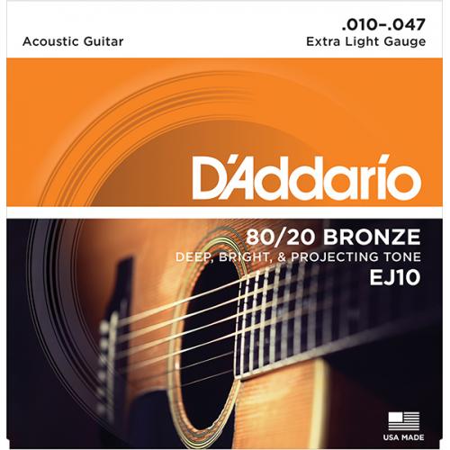 DADDARIO BRONZE 80/20 Струны для акустической гитары, 10-47